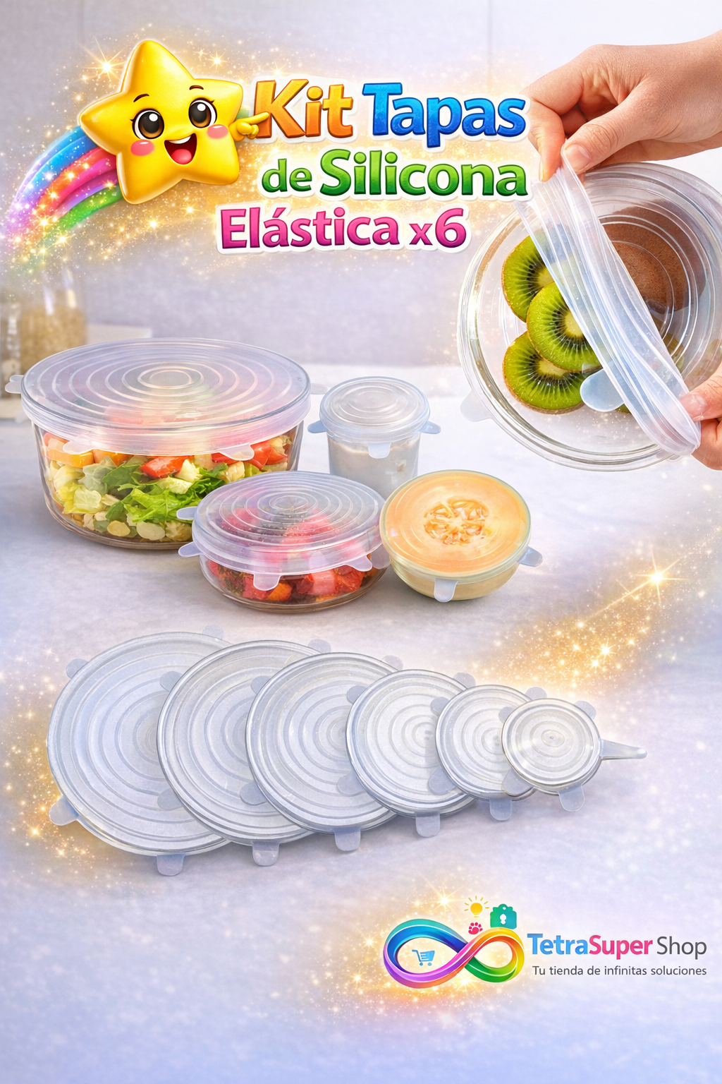 Kit Tapas de Silicona Elastica X 6