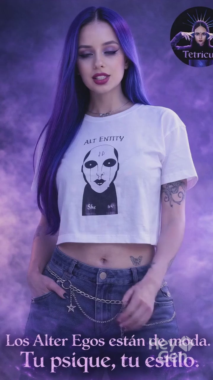 Camiseta crop top Diseño Alt Entity (versión femenina)